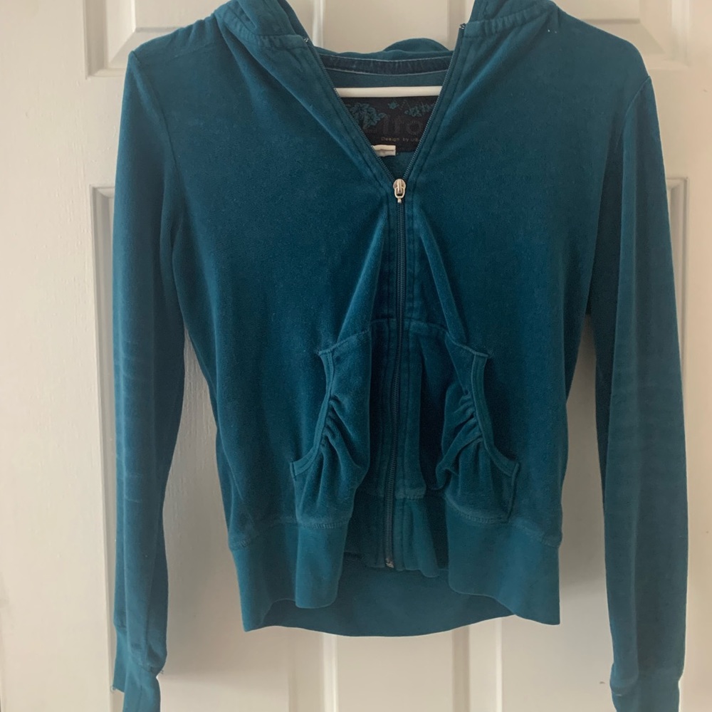 Lifo velvet 2000s teal zip zup